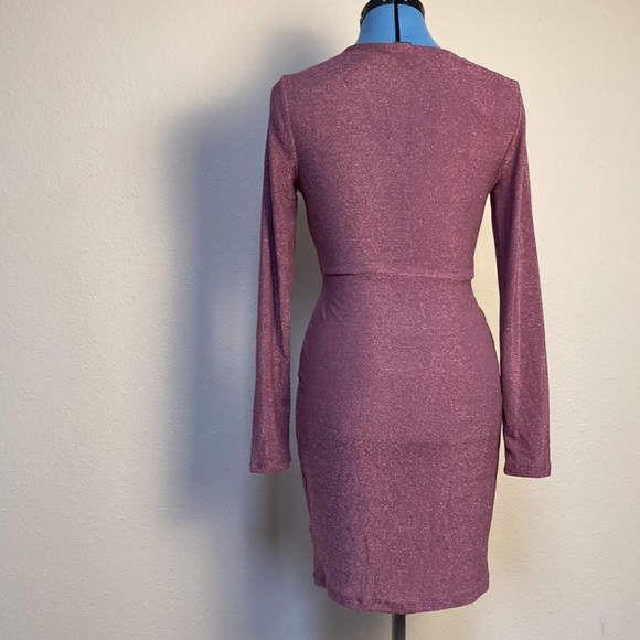 Woman’s Sparkly Dress Vibrant Purple Wild Fable Cut Outs Long Sleeve - Picture 5 of 7